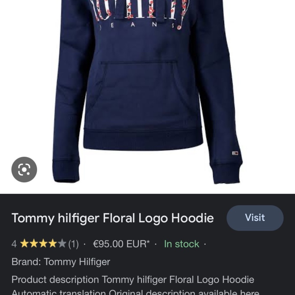 TOMMY HILFIGER NAVY EMBROIDERED FLEECE HOODIE - Picture 9 of 9